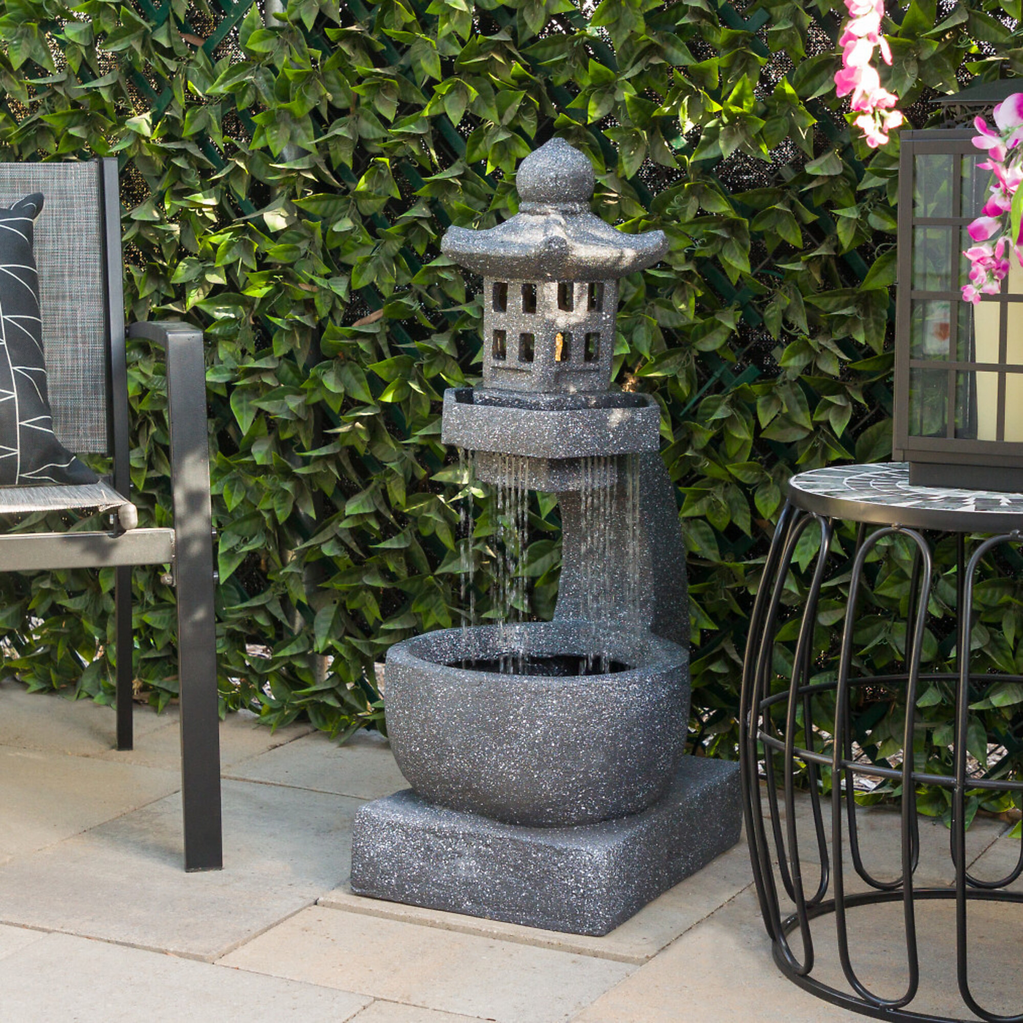 Alpine Corporation, 31in. Tall Tranquil Water Fountain with LED Lights, Volts 120, Power Cord Length 6 ft, Model# DIG370